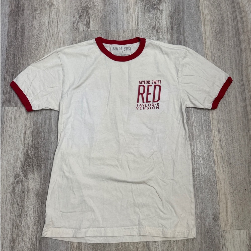 Taylor Swift Red Taylor's Version Ringer Tee Cream Red Small Graphic T-Shirt